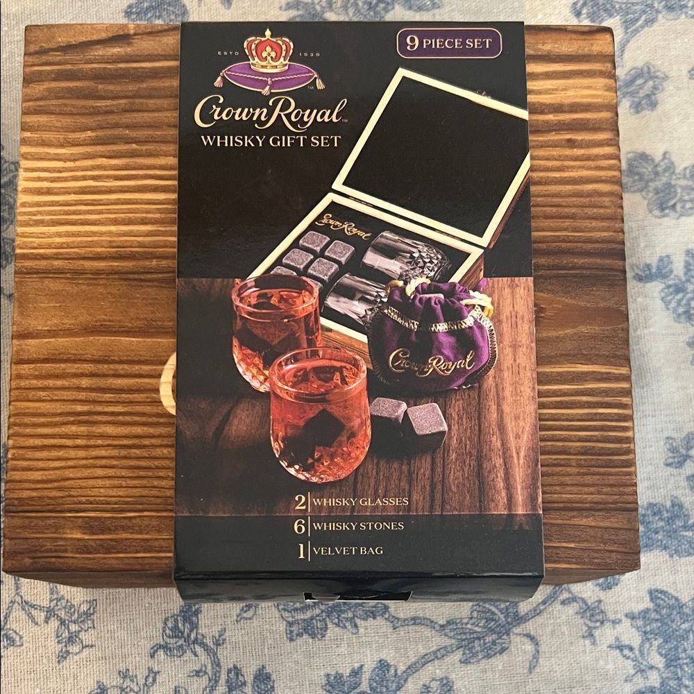 Crown Royal Whisky Gift Set with Glasses and Stones